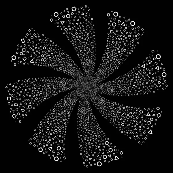 Geometric Shapes Fireworks Swirl Rotation — Stock Vector