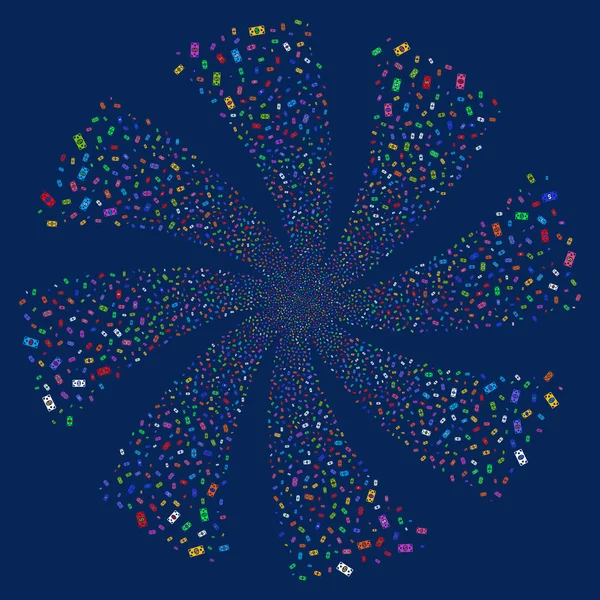 Banknote Fireworks Swirl Flower — Stock Vector