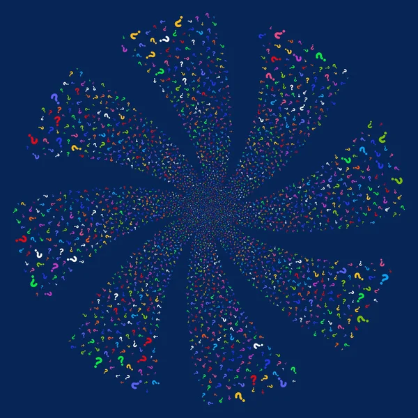 Question Fireworks Swirl Flower — Stock Vector