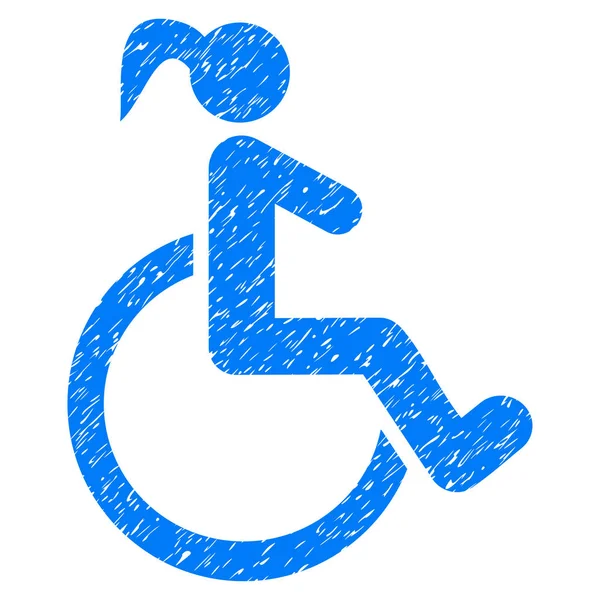Disabled Woman Grunge Icon — Stock Vector