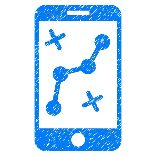 Mobile Route Map Grunge-Ikone — Stockvektor