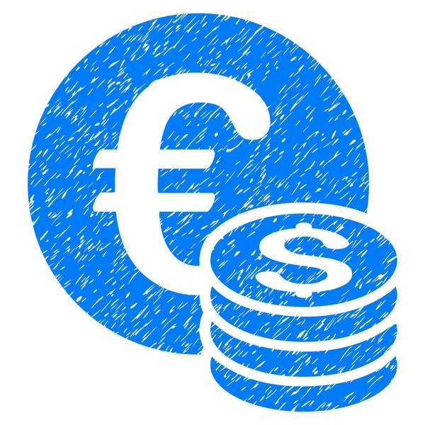 Euro And Dollar Coins Grunge Icon — Stock Vector