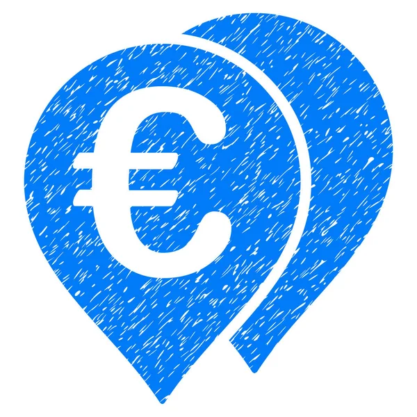 Εικονίδιο Grunge δείκτες χάρτη ευρώ — Διανυσματικό Αρχείο