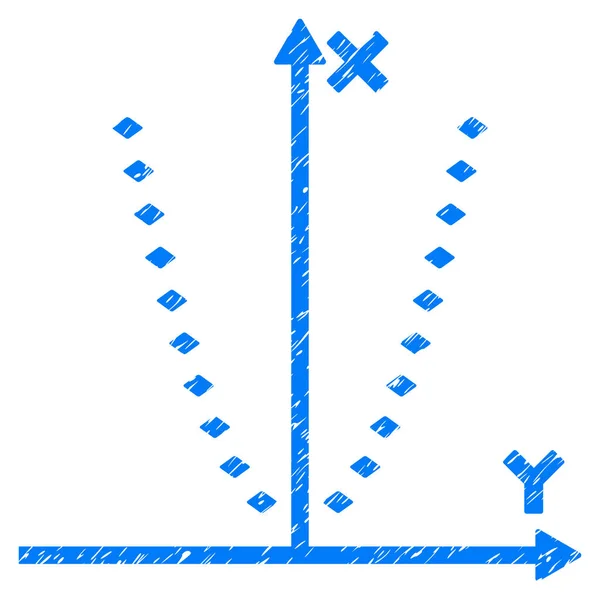 Gestippelde parabool Plot Grunge pictogram — Stockvector