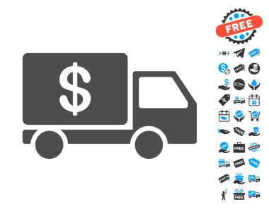 Ücretsiz bonus öğeleri ile Nakit teslimat düz simgesi