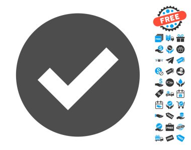 Tamam ücretsiz bonus öğeleri ile düz simgesi