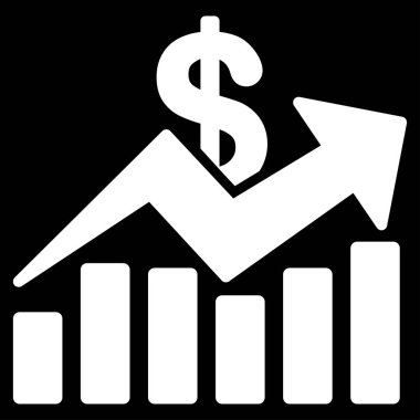 Satış çubuk grafik eğilim vektör simgesi