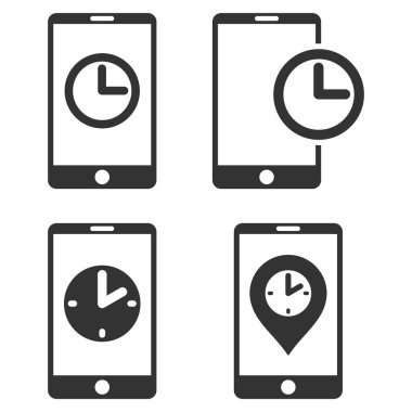 Mobil saat vektör düz Icon Set