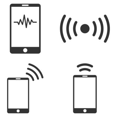 Telefon sinyal vektör düz Icon Set