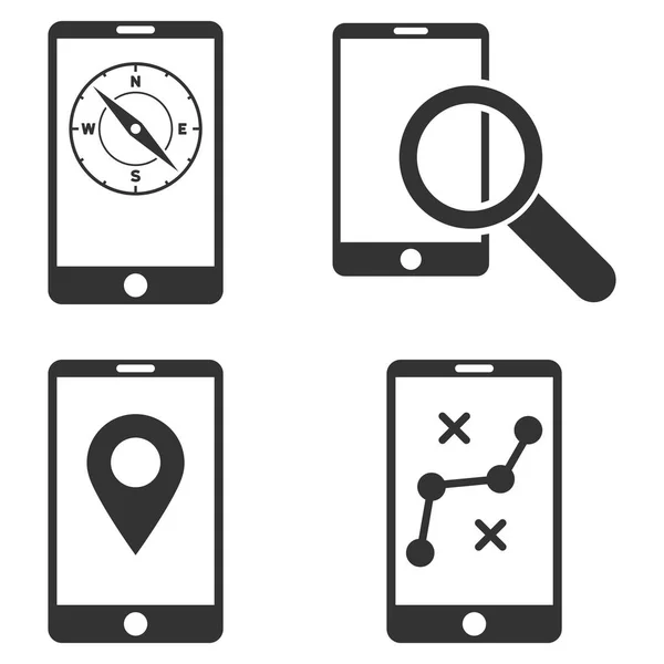 Mobile Location Tools Vector Flat Icon Set — Stock Illustration Mobile Location Tools Vector Flat Icon Set Royalty Free Stock Vectors