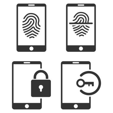 Smartphone kimlik vektör düz Icon Set