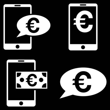 Euro mobil denge vektör düz Icon Set