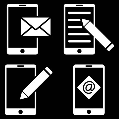 Mobil posta düzenleme vektör düz Icon Set
