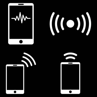 Telefon sinyal vektör düz Icon Set