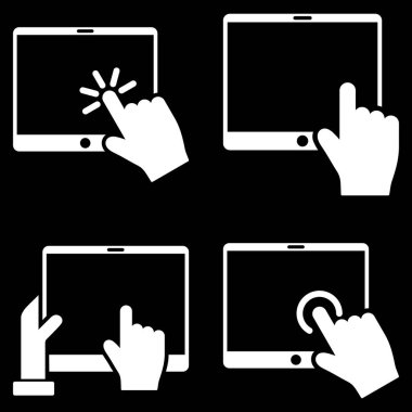 Mobil sekmesini ve el işaretçisi vektör düz Icon Set