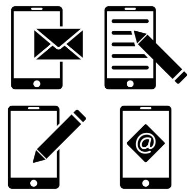 Mobil posta düzenleme vektör düz Icon Set