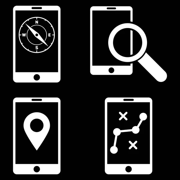 Strumenti di localizzazione mobile Set di icone piatte vettoriali — Vettoriale Stock