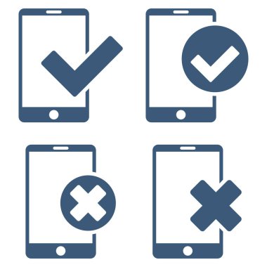 Uygulamak ve akıllı telefon vektör düz Icon Set reddetmek