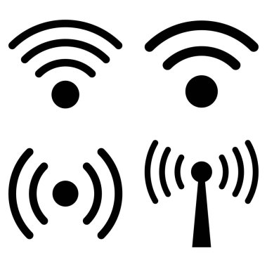 Wi-Fi sinyal vektör düz Icon Set