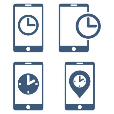 Mobil saat vektör düz Icon Set