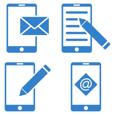 Mobil posta düzenleme vektör düz Icon Set