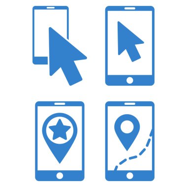 Cep telefonu ve işaretçi vektör düz Icon Set