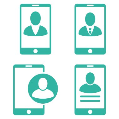 Mobil kullanıcı profili vektör düz Icon Set