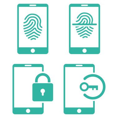 Smartphone kimlik vektör düz Icon Set