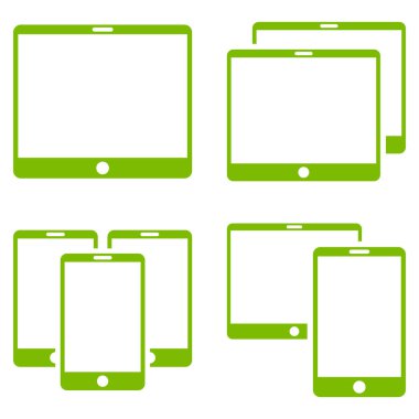Mobil cihaz vektör düz Icon Set
