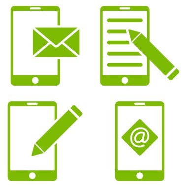 Mobil posta düzenleme vektör düz Icon Set
