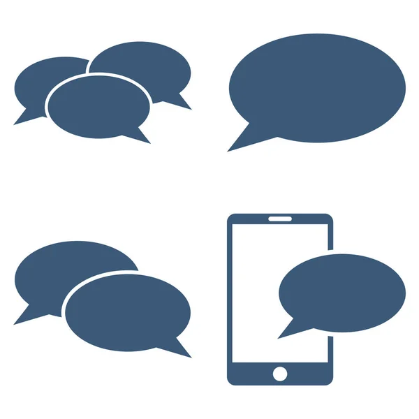 Smartphone messaggio vettoriale piatto Icona Set — Vettoriale Stock