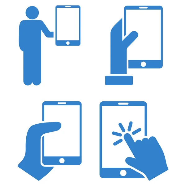 Houd de Smartphone met Hand Vector platte Icon Set — Stockvector