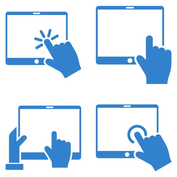 Mobile Tab And Hand Pointer Vector Flat Icon Set
