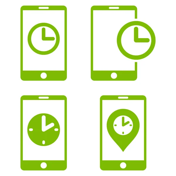 Set di icone piatte vettoriali dell'orologio mobile — Vettoriale Stock