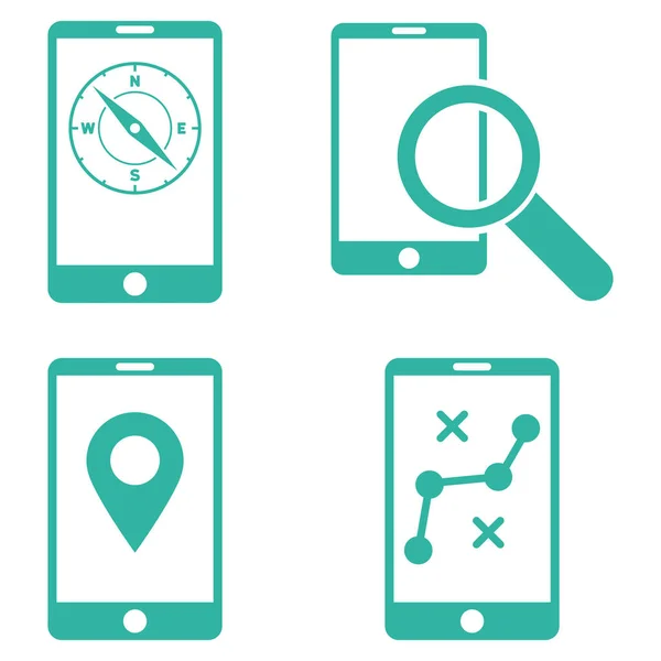 Mobile Location Tools Vector Flat Icon Set — Stock Illustration Mobile Location Tools Vector Flat Icon Set Stock Illustration