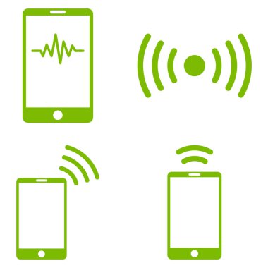 Telefon sinyal vektör düz Icon Set