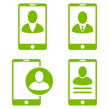 Mobil kullanıcı profili vektör düz Icon Set