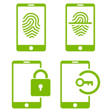 Smartphone kimlik vektör düz Icon Set