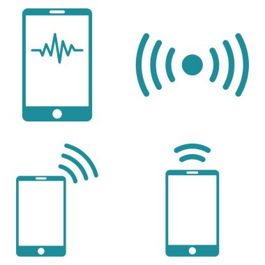 Telefon sinyal vektör düz Icon Set