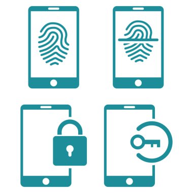 Smartphone kimlik vektör düz Icon Set