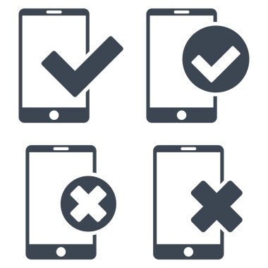 Uygulamak ve akıllı telefon vektör düz Icon Set reddetmek