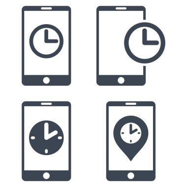 Mobil saat vektör düz Icon Set