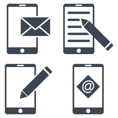 Mobil posta düzenleme vektör düz Icon Set