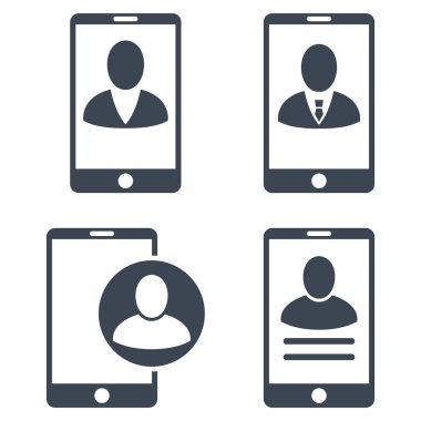 Mobil kullanıcı profili vektör düz Icon Set