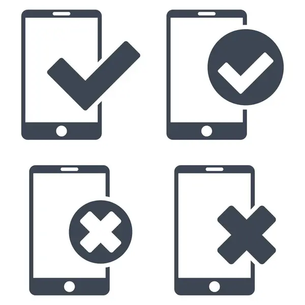 Aplicar y rechazar Smartphone Vector Flat Icon Set — Vector de stock