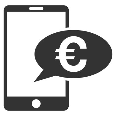 Euro mobil ileti düz vektör simgesi