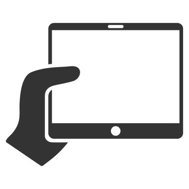 El tutar Tablet düz vektör simgesi