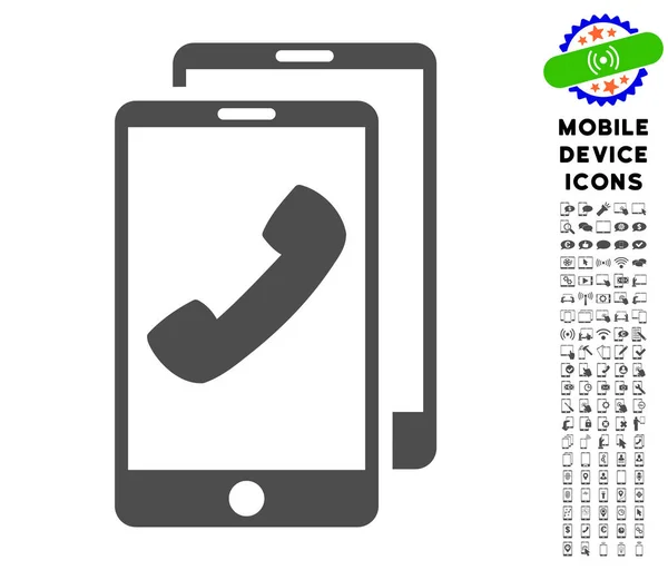 Icono de teléfonos celulares con conjunto — Archivo Imágenes Vectoriales