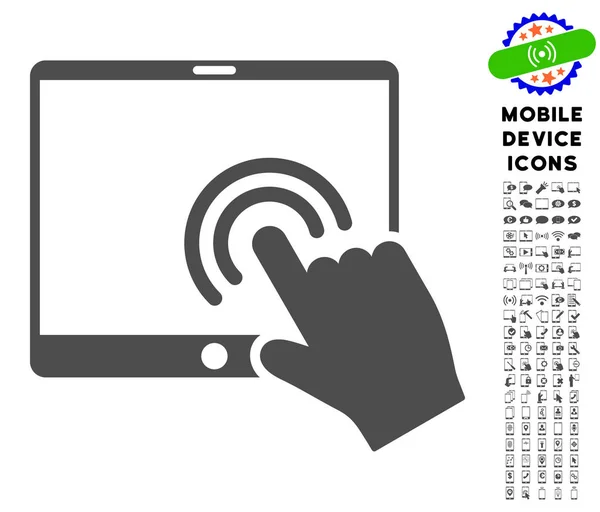 Haga doble clic en el icono de la tableta con conjunto — Archivo Imágenes Vectoriales