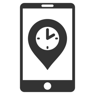 Mobil zaman işaretçi düz vektör simgesi